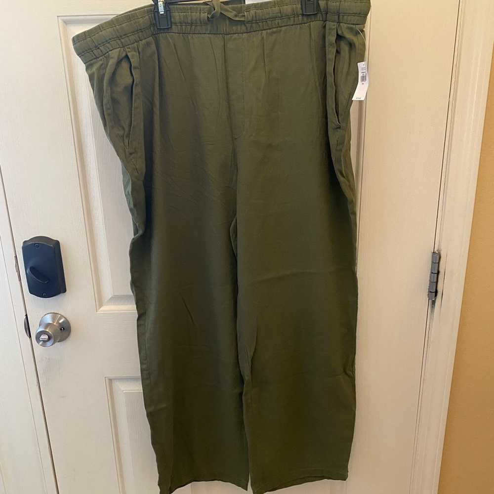 Old Navy Linen Wide Leg Pants in Green